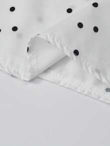 新款春夏法式波点不对称肩部衬衫，高端设计优雅长袖女式上衣 - 白色 - 查看 3