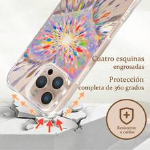 Estilo elegante y protección integral + Funda de teléfono transparente 3D y Anti-Caída Patrón Explosión Colorida Estilo Artístico a prueba de caídas de lujo con textura grabada de leopardo + antideslizante y resistente a rayones + uso diario/cafetería/ocio + jóvenes y profesionales modernos,compatible con SamsungA56 5G/A55/S25 Ultra/13/15/11/ 17/17ProMax/16ProMax/15/14Pro/12/ 16 Plus,,Es un gran regalo para familiares, amigos, novios, novias - Transparente - Ver 3