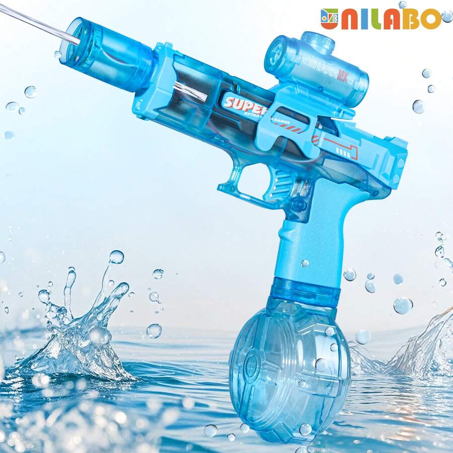 Unilabo电动水枪玩具 - 高功率连续射击,带消音器,时尚设计,大容量,适合沙滩/泳池派对和户外夏季娱乐,夜间对战 - 3岁以上男孩女孩的理想节日生日礼物 - 彩色 - 查看 1