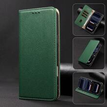 1pc Flip Cover Protective Case Compatible With Apple 17 Pro Max/16/15/14/13/12/11 Pro, Wallet Style Phone Protective Case - Green - View 2