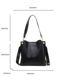 Large Capacity Tote Bag For Women, New Solid Color High-End Casual Commuter Crossbody Shoulder Bag - Black - View 4