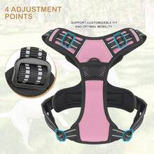Reflective Dog Harness, No Pull Vest Harness With Handle, Adjustable Soft Padded Pet Harness For Large Dogs - 粉色 - 查看 7