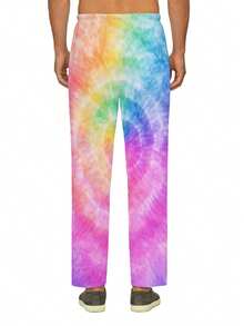 Men's Tie-Dye Printed Casual Pants, Fashionable And , Comfortable And Breathable, Versatile Bottoms Suitable For Everyday Wear - 彩色 - 查看 2