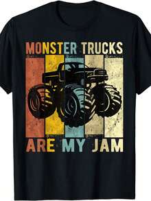 Monster Trucks Are My Jam Vintage Retro Monster Truck Gift Uni T-Shirt - 黑色 - 查看 1