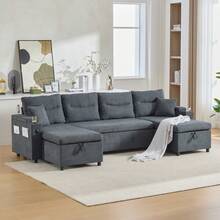 Sofa Bed Set - Dark Gray + Linen + Foam + 4 Seat - View 4