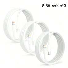 Cable de datos blanco de PVC 1-3 piezas Carga rápida PD 200 cm Cable de carga compatible con iPhone 14 Pro Max/14 Pro/14 Plus/14/13/12/11/Xs Max/XR/X/ Serie Adaptador de cargador rápido Regalo del Día de la Mujer Celebración de cumpleaños y aniversario - Blanco - Ver 8