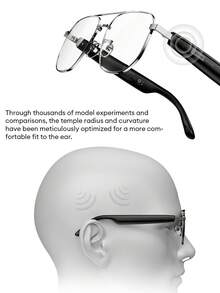 Lenovo GS105 Fashionable Bluetooth Glasses, Metal Frame, Wireless Bluetooth 6.0, Pure Sound Quality, Long Battery Life, HD Calling, ENC Microphone Noise Cancellation, Dual-Layer Anti-Leakage, Wireless Smart Glasses, Compatible With Smartphones, Gift For Couples And Friends - Black - View 7