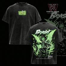 Yuno Vintage Washed Oversized T-Shirt – Black Clover Anime Graphic Tee, Spade Kingdom Prince Dark Anime Streetwear Wind Magic Shirt, Soft Cotton Casual Unisex Top, Gift For Black Clover Fans - 黑色 - 查看 1
