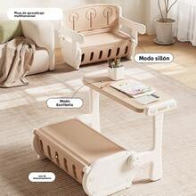 Juego de escritorio y silla multifuncional para niños con espacio para guardar juguetes - Negro - Ver 3