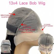 13x4蕾丝前额假发 直发短波波头假发 真人发假发 巴西预拔毛蕾丝前额真人发假发 女士真人发 - Natural Black - 查看 5