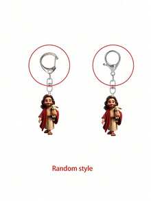 2D Acrylic Religious Keychain, Faith Themed Acrylic Keyring, Religious Figure Bag Charm, Spiritual Lamb Keychain, Flat Acrylic Keychain, Beautifully Designed, Figure Holding Lamb, Adds Meaningful And Fashionable Touch To Keys, Bags Or Backpacks - Multicolor - View 6