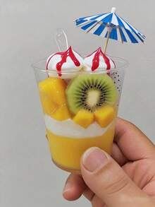 5/50pcs 5 Oz Dessert Cups With Spoons ,Tiramisu Cup Shooting Dessert Cup Clear Plastic Parfait Cups Round Appetizer Cups Fruit, Pudding, Mousse, Ice Cream, Party, Wedding, Valentine's Day New Year (An Additional 5 Spoons) - Transparent - View 4