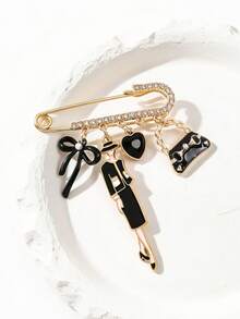 1件优雅女士金属心形、蝴蝶结、水滴形胸针，百搭包包/服装配饰 - 彩色 - 查看 3