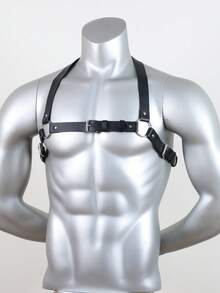 男士仿皮吊带胸背带上衣服装皮革工具腰带吊带背心皮革配饰 - A - 查看 6