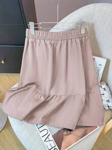 日系休闲黑色A字裙，带口袋，简约设计，显年轻。 - 粉色 - 查看 8