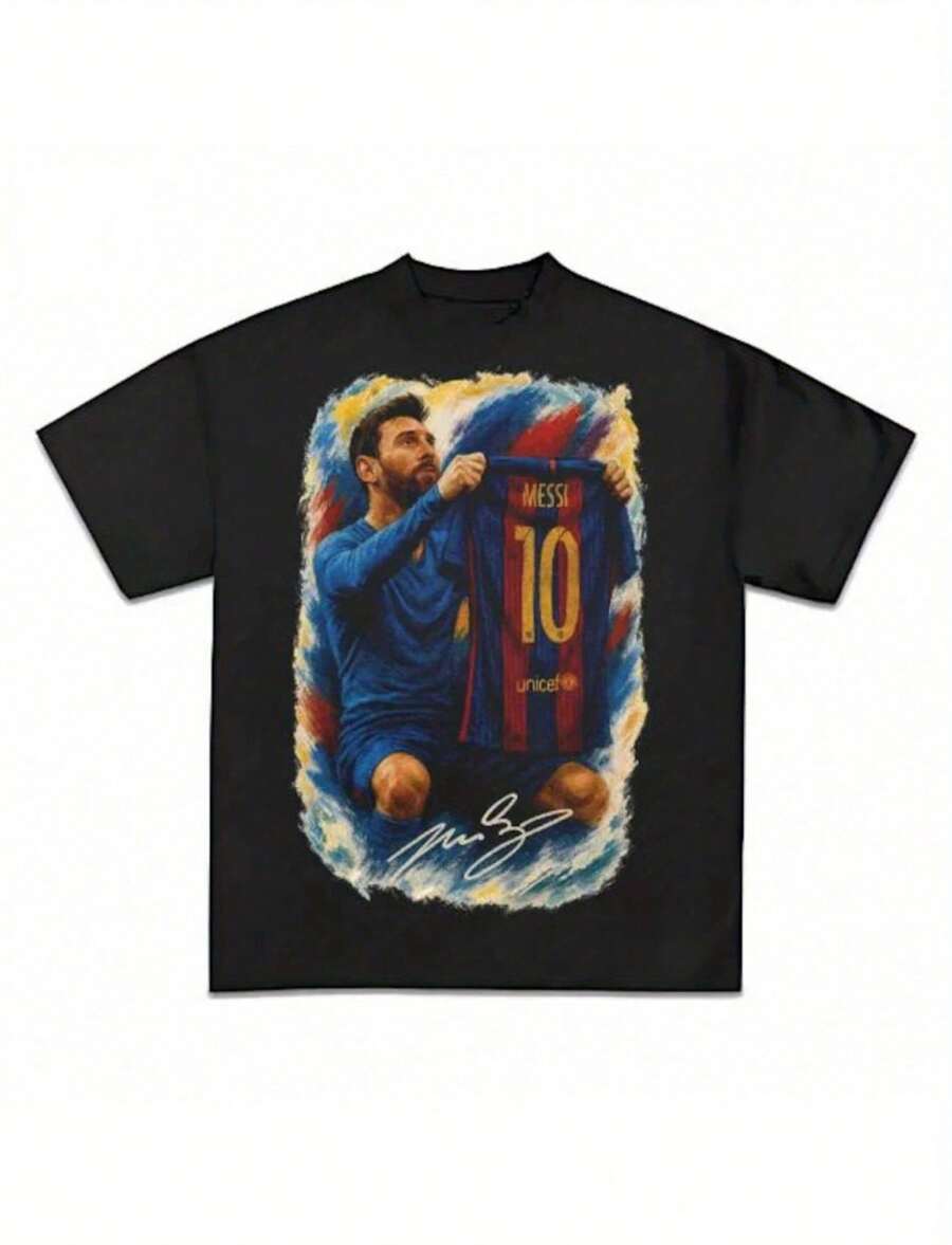 Messis Barcelona Jersey Celebration Shirt Official Soccer Tee With Goal Celebration Graphic Signed-Look Legislation Barce - màu đen - Xem 1