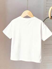 Disney Framed Elsa Princess Themed T-Shirt, Girls' Summer Travel Sweet Style Cotton Short Sleeve Top - 白色 - 查看 5