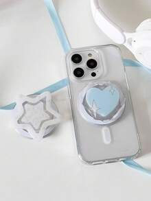 1pc INSL Blue Heart & Star Acrylic Resin Droplets Phone Stand, Foldable Portable Air Cushion Magnetic Phone Holder - Multicolor - View 11