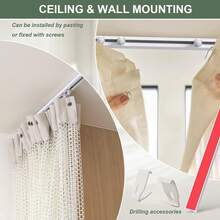 4-In-1 Self-Adhesive + Punch Hole Dual Fixing Curtain Track System - Ceiling/Wall Mountable, Freely Combinable, Easy Installation, Suitable For Bathroom, Windows, Room Dividers, Cabinets And More Scenarios - Adhesive and Drillable Installation Model - View 9