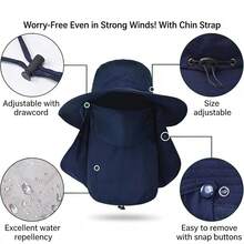 Sombrero de ala ancha transpirable con protección UV 50+ para hombre y mujer, protección solar de verano - multicolor - Ver 6