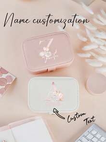 Customized Jewelry Box, Personalized Floral Pattern Jewelry Box, Customizable Name Storage, Multi-Functional Portable Bracelet & Earring Organizer, Washable Storage Box, Travel Leather Ring & Necklace Box, Customized Jewelry Storage Box, Women's Mother's Day Gift, Best Friend, Mother, Grandmother, Girlfriend Gift, 12-Month Line Art Floral, Space-Saving, Multi-Functional & Elegant, Fashion - Multicolor - View 4