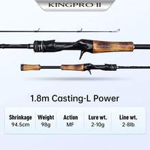 1pc KINGDOM KINGPRO II 1.8m/1.98m Length, 2-Piece, F Action L/ML Spinning Rod, Suitable For Freshwater/Saltwater Bass, Snakehead, Trout, Comfortable Grip - Multicolor - View 14