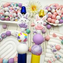 25/50pcs Ballet Bunny Silicone Bead Set - Pink & Purple Ballet Dancer Bunny Design - Ideal For DIY Keychain, Necklace, Bracelet, Decorative Pen, Jewelry And Pendant Crafts - Suitable For Holiday & Birthday Gifts - Ballet Bunny - View 7