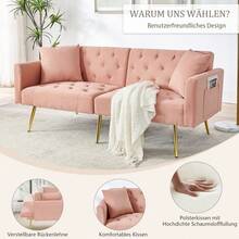 Sofa Bed Mattress - Pink + Velvet - View 9