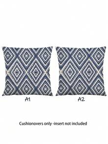 2 件装装饰枕套，波西米亚几何图案抱枕套，100% 低过敏性聚酯纤维，复古亚麻材质，隐形拉链，可机洗，简约时尚线条设计，家居装饰抱枕套，适用于沙发、客厅、卧室，不含枕芯 - 海軍藍 - 查看 13