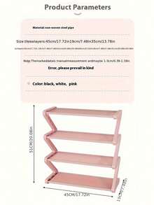 1个四层Z字形鞋架，塑料落地式储物架，多功能大容量储物架，易于组装的落地式收纳架，适用于客厅，无需工具安装，可堆叠，家居和宿舍必备，节省空间，家居收纳鞋靴杂物，适用于走廊、衣橱、客厅、卧室 - 彩色 - 查看 5