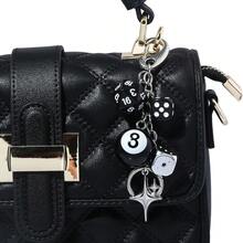 1pc Premium Asymmetrical Black Billiard Ball, Dice, Snooker Keychain, Phone Charm, Versatile Accessory - Multicolor - View 2