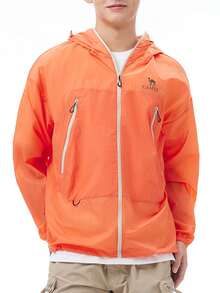 CAMEL CROWN Chaqueta ligera para mujer para exteriores, con protección UV, resistente al agua, transpirable y que absorbe la humedad. Adecuada para primavera y verano. Estilo unisex. - Naranja neón - Ver 2