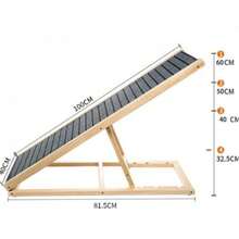 M Size Adjustable Wood Pet Dog Stairs, Ramp Couch Bed Ladder, Non-Slip Pet Ramp - Grey - View 7
