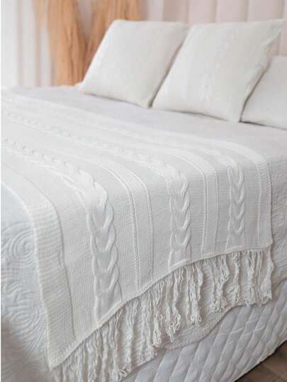 Peseira Dubai Tricot Para Cama Casal Queen/King Decorativa e Aconchegante Sala Sofá Cama