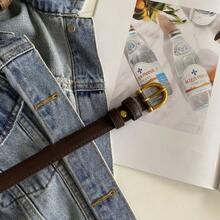 New Exquisite Retro Belt Women's Leather High-End Soft Leather Thin Belt Jeans Belt Student Korean Belt Women - 咖啡 - 查看 1