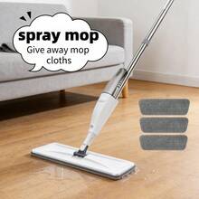 A Household Mop With A Spray Function, Featuring Three Replaceable Cleaning Cloths And 360-Degree Flexible Cleaning - Suitable For Living Rooms, Bedrooms, Kitchens, And Bathrooms - One mop + three mop cloths - 查看 2