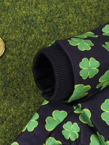 LUCKIE LABO Áo hoodie thời trang thường ngày in hình cỏ ba lá và đồng xu ngày lễ Thánh Patrick, thích hợp cho chó và mèo nhỏ mặc trong nhà/ngoài trời. - màu đen - Xem 9