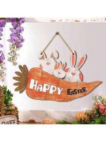 1 قطعة لافتة باب عيد الفصح الديكورية، زخرفة أرنب عيد الفصح والجزر، لوحة جدارية خشبية معلقة، ديكور أرنب عيد الفصح، ديكورات موسم الربيع لحفلة عيد الفصح، ديكور المنزل والباب الأمامي والشرفة - متعدد الألوان - مشاهدة 7