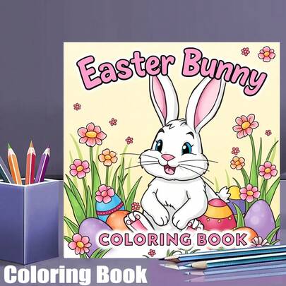 28 páginas Libro para colorear de conejito de Pascua para adultos | Libro para colorear, suministros de dibujo para Navidad, Acción de Gracias, Halloween, Año Nuevo, Cumpleaños, Día de San Valentín, regalos festivos, regalo de regreso a la escuela