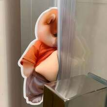 1张/2张可爱3D贴纸 DIY小狗肚子贴纸，大肚子狗狗贴纸，适用于手机、冰箱装饰 - 彩色 - 查看 4