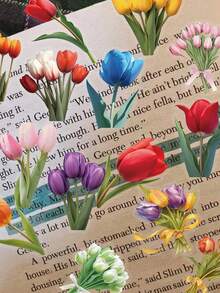 50/150张郁金香贴纸，适用于厕所、浴室、日记、剪贴簿、相册、工艺装饰等，文具用品，趣味贴纸，Kindle适用 - 花 - 查看 1