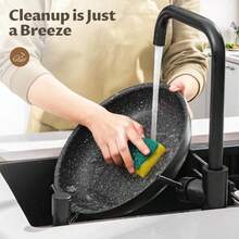 4 Piece Frying Pans Sets Non Stick, Kitchen Cookware Sets, Induction Pan Set For RV Set, Pans With Detachable Handle, Black, Dishwasher Friendly Oven Friendly, PFOA Free - Black - View 1