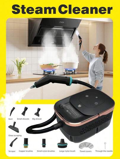 1250ml High Pressure Steam Cleaner, Suitable For Air Conditioner, Kitchen, Car, Furniture Cleaning, 6 Adjustable Levels, 15s Fast Heating, Portable Steam Cleaner For Household Cleaning Of Dirt, Grease, Tile Gaps, Floors, Cars, Comes With 10 Accessories, Multi-Functional Steam Cleaner
