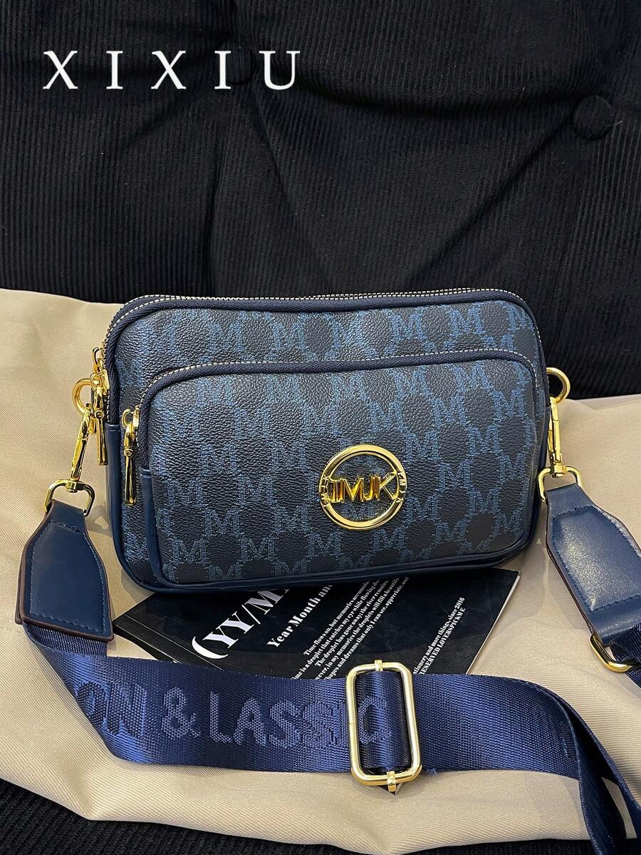 Tas Bahu Persegi Klasik Terbaru Serbaguna Warna Solid Bahan PU Tahan Air dengan Desain Quilting Berlian dan Dekorasi Logam Bergaya Retro