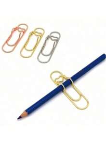 5pcs Stainless Steel Pen Holder Stainless Steel Multi-Function Metal Clips-Multi-Functional Metal Hook With A Pen Holder Design, Suitable For Diary, Document Organization, Office Supplies,And School Items,Stand And Hanging Function, Office & Study Supplies Organizer, Suitable For Back To School, Graduation - Multicolor - View 3