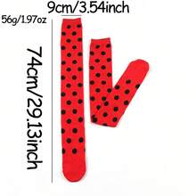 吸睛的红黑波点过膝袜：适合万圣节女巫装扮、圣诞派对、野餐、约会和音乐节穿搭。这款百搭时尚的袜子能最大程度地营造甜美清爽的氛围。 - 彩色 - 查看 6