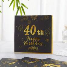 40th Anniversary Tableware Set, 72 Pieces, Suitable For 24 Guests, Disposable Paper Plates And Napkins, 40th Birthday Party Decorations, Wedding Anniversary Gift Set, For Parents And Friends, Birthday Gift, Halloween, Christmas Decorations - Multicolor - View 5
