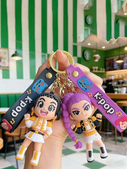 Mattel 一套可爱韩式圣诞钥匙扣，卡通吊坠，适合女孩，Mira Zoey Rumi 钥匙扣，老虎钥匙扣，情侣钥匙扣，动漫手机挂件，包包配件，送朋友的礼物（硅胶制品，轻微色差属正常现象）