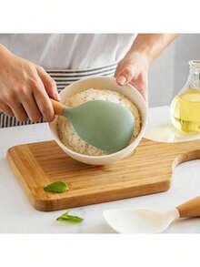 Rice Paddle Spoon Non-Stick Vertical Rice Spoon Kitchen Tool With Wooden Handle Stand Up Serving Spoon Spatula For Kitchen Cooking - 白色 - 查看 8