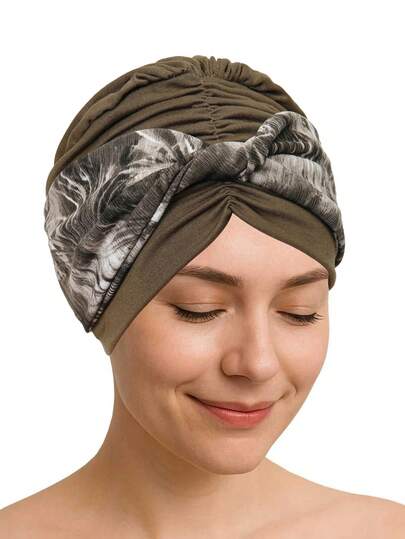 1 st. tryckt elastisk huvudduk - en mångsidig modeaccessoar för kvinnor, lämplig för vardagsstil, hem och utomhuskläder, tillverkad av mjukt tyg, halsduk, med en töjbar design